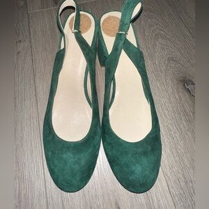 Girotti Green Suede Slingback Heels